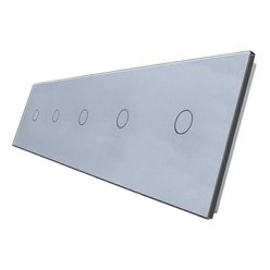 WELAIK pětinásobný panel vypínače skleněný  1+1+1+1+1 - šedý