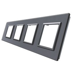 WELAIK rámeček na 4 zásuvky skleněný - tmavě šedý