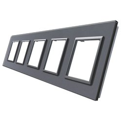 WELAIK rámeček na 5 zásuvek skleněný - tmavě šedý