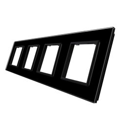 WELAIK rámeček na 4 zásuvky skleněný - černý