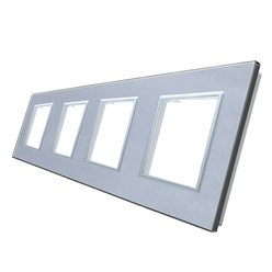 WELAIK rámeček na 4 zásuvky skleněný - šedý