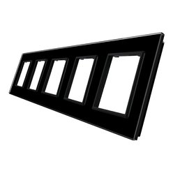 WELAIK rámeček na 5 zásuvek skleněný - černý