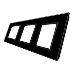 WELAIK rámeček na 3 zásuvky skleněný - černý