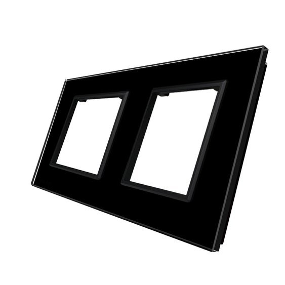 WELAIK rámeček zásuvkový dvojitý skleněný - černý.jpg