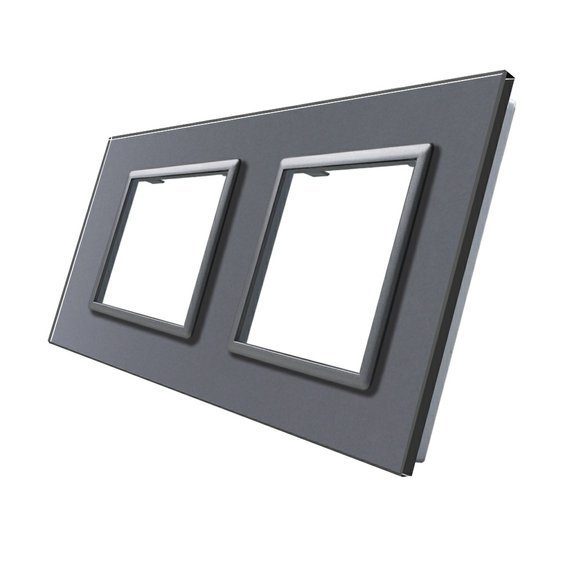 WELAIK rámeček zásuvkový dvojitý skleněný - tmavě šedý A288DS1.jpg