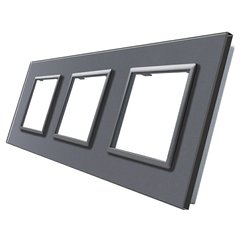 WELAIK rámeček na 3 zásuvky skleněný - tmavě šedý